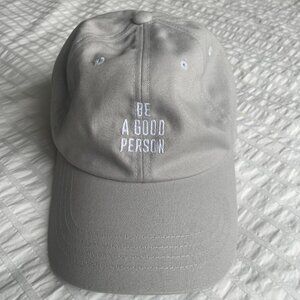 "Be A Good Person" dad baseball hat in grey with white embroidery